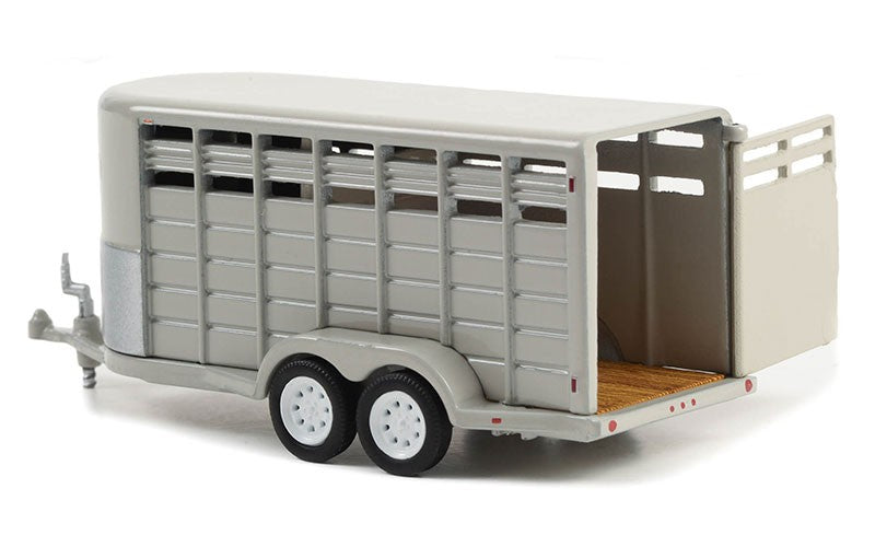 14' Livestock Trailer in Gray - Hitch & Tow Trailers - Hobby Exclusive - 1/64 Greenlight - 30424 Passion Diecast