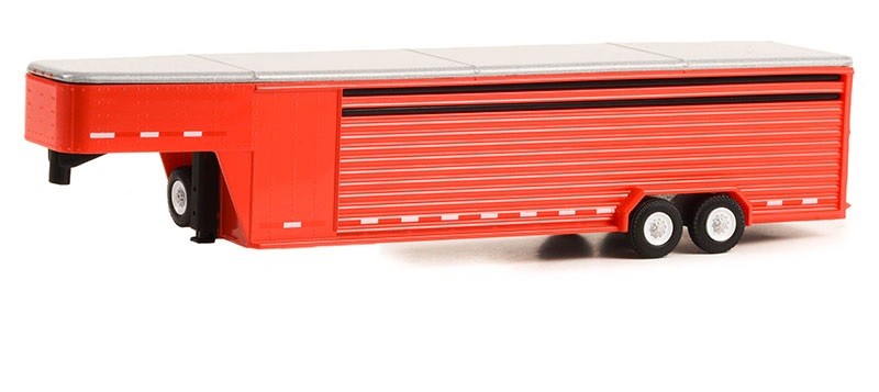 26' Continuous Gooseneck Livestock Trailer in Red - Hitch & Tow Trailers - Hobby Exclusive - 1/64 Greenlight - 30423