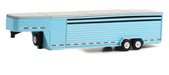 26' Continuous Gooseneck Livestock Trailer Light Blue - Hitch & Tow Trailers - Hobby Exclusive - 1/64 Greenlight - 30422