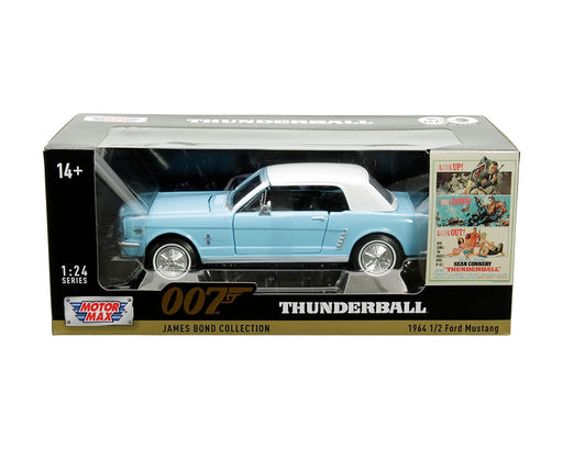 1964 1/2 Ford Mustang (Light Blue) - 007 James Bond Collection - 60 Years of Bond - Motormax 1-24 - 79855 - Passion Diecast 