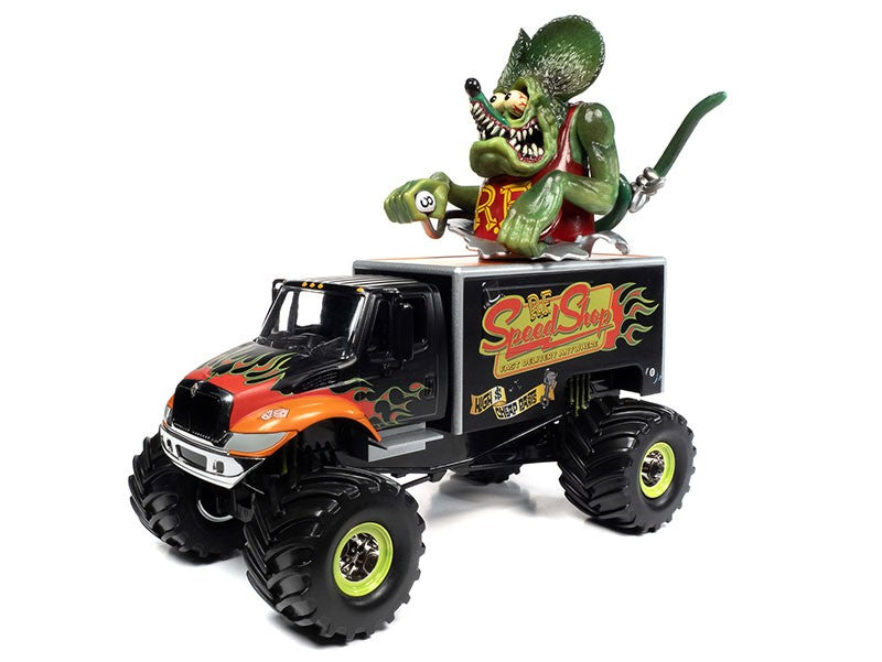 Rat Fink Speed Shop Monster Truck in Flat Black with Rat Fink Speed Shop Graphics - Johnny Lightning - 1/24 - JL24009