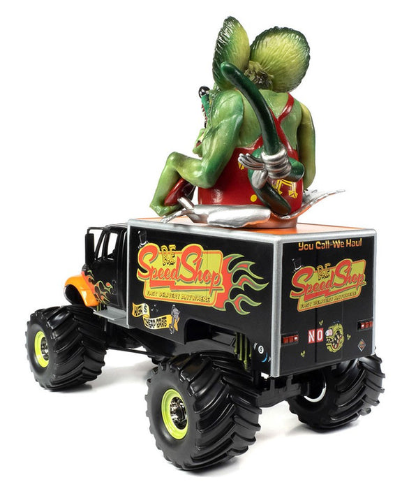 Rat Fink Speed Shop Monster Truck in Flat Black with Rat Fink Speed Shop Graphics - Johnny Lightning - 1/24 - JL24009