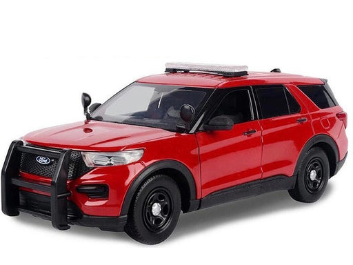 2022 Ford Police Interceptor Utility with Light Bar - Red - Motormax 1-24 - 76988 RD - Passion Diecast 