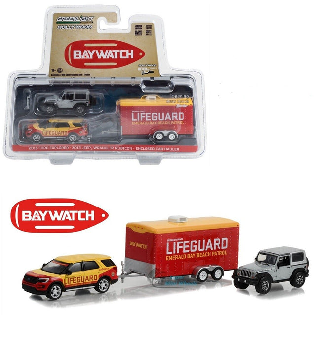 2016 Ford Explorer & 2013 Jeep Wrangler Rubicon Baywatch 2017 - Hollywood Hitch & Tow Series 11 - Greenlight - 1-64 - 31150 B