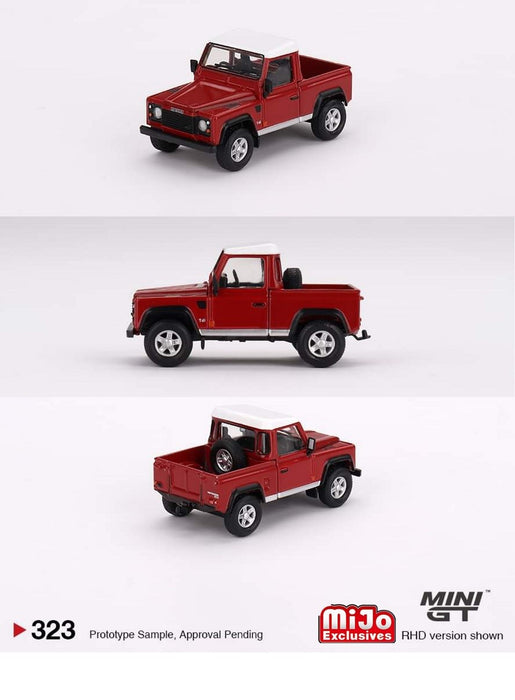 Land Rover Defender 90 Pickup - Masai Red - Mini GT - 1:64 - MGT00323 Passion Diecast