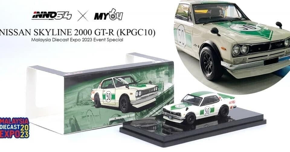 NISSAN SKYLINE 2000 GT-R (KPGC10) White MALAYSIA DIECAST EXPO 2023 Event Edition - INNO 64 - 1/64 - IN64-KPGC10-MDX23WH