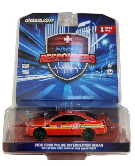 GreenMachine FDNY - 2016 Ford Police Interceptor Sedan - First Responders Series 1 - 1/64 Greenlight - 67040 CGR