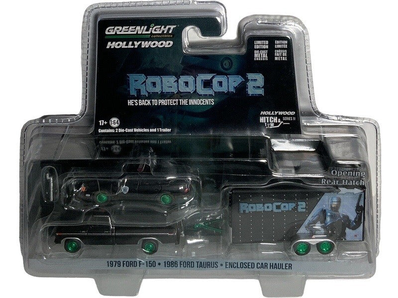 GreenMachine 1979 Ford F-150 & 1986 Ford Taurus RoboCop 2 1990 - Hollywood Hitch & Tow Series 11 - Greenlight - 1-64 - 31150 AGR