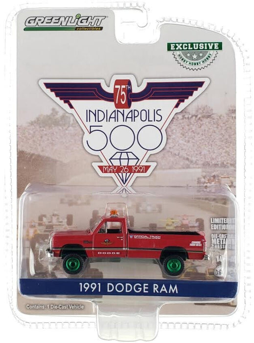 GreenMachine 1991 Dodge Ram Pickup 75th Annual Indianapolis 500 Official Truck - Hobby Exclusive - 1/64 Greenlight - 30401GR