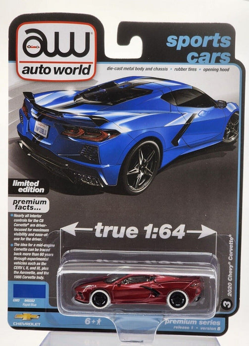 CHASE CAR 2020 Chevrolet Corvette in Rapid Blue with Black Stripes - Auto World - 1/64 - AWSP124 BGR Passion Diecast