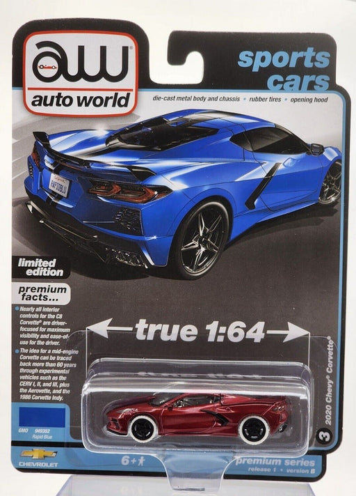 CHASE CAR 2020 Chevrolet Corvette in Rapid Blue with Black Stripes - Auto World - 1/64 - AWSP124 BGR Passion Diecast