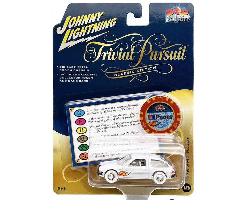 CHASE CAR Trivial Pursuit - 1976 AMC Pacer with Poker Chip in Light Blue - Johnny Lightning 1/64 - JLSP313GR