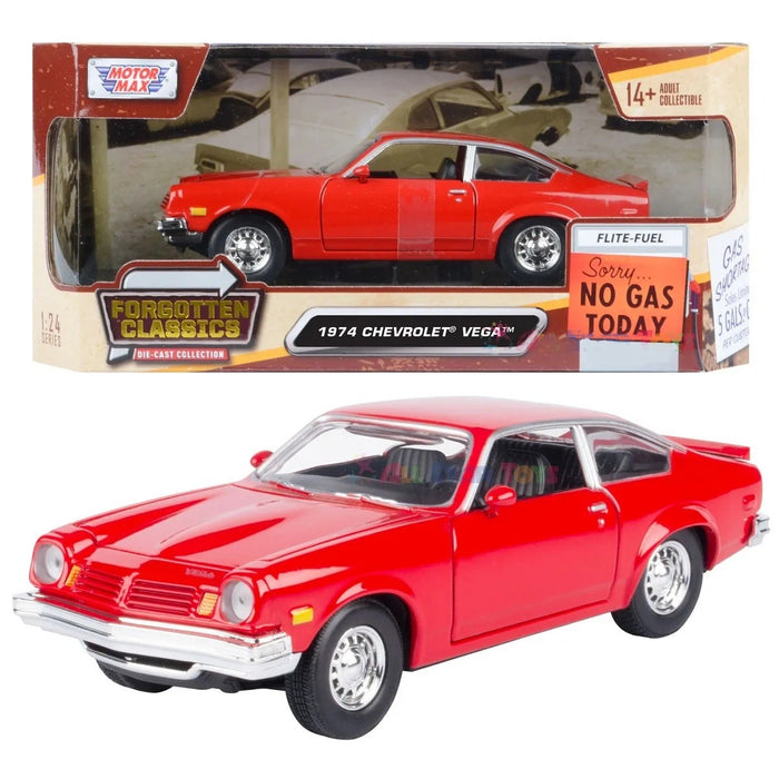 (Preorder) 1974 Chevrolet Vega - Red - Forgotten Classics - Motormax 1-24 - 79046 RD - Passion Diecast 