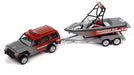 1988 Jeep Cherokee with Mastercraft Boat and Light Bar - Truck&Trailers - Johnny Lightning  1:64 - JLSP352 B