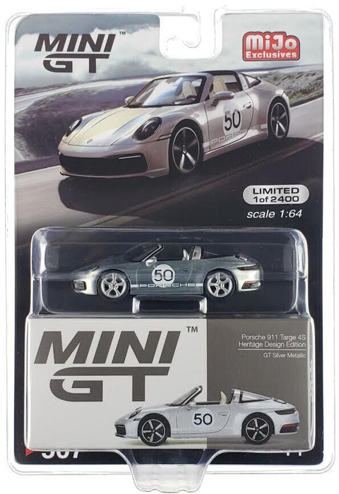 CHASE CAR Porsche 911 Targa 4S Heritage Design Edition GT Silver Metallic - Mini GT - 1:64 - MGT00507GR Passion Diecast