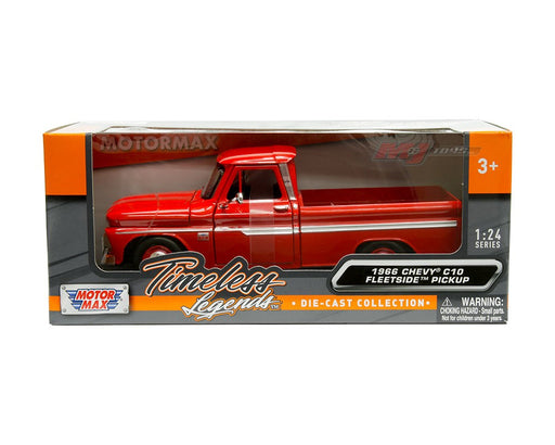 1966 Chevrolet C10 Fleetside Pickup - Red - Timeless Legends - Motormax 1-24 - 73355AC RD - Passion Diecast 