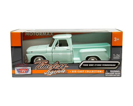 1966 GMC C1000 Fenderside - Light Green - Timeless Legends - Motormax 1-24 - 79379 GRN - Passion Diecast 