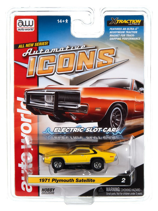 1971 Plymouth Satellite Yellow  Automotive Icons  -X-TRACTION R2 - Hobby Exclusive / 1/64  Auto World - SC401 B