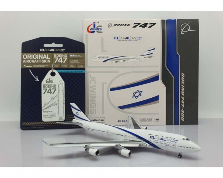 El Al  B747-400 4X-ELA / With Limited Edition Aviationtag  /  JC Wings   1:400 - JC4ELY0108