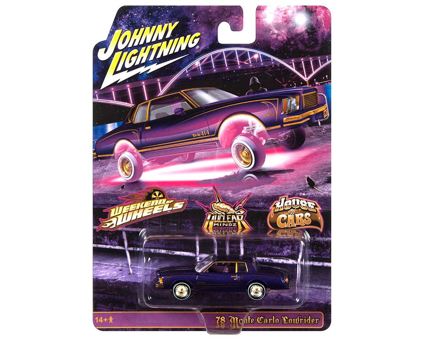 Weekend Of Wheels 2023 Exclusive 1978 Chevrolet Monte Carlo Lowrider - Purple - Johnny Lightning 1/64 - JLCP7435