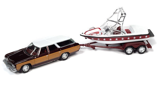1973 Chevrolet Caprice Wagon with Mastercraft Boat - Hulls and Haulers - Johnny Lightning  1:64 - JLBT019 B