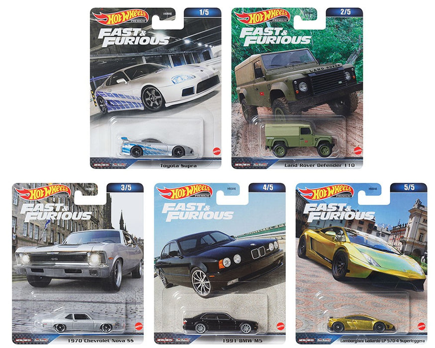 Hot Wheels - Car Culture - 1:64 - Fast & Furious Premium 2023 D - Assortment - Set Of 5 Cars - HNW46-956D