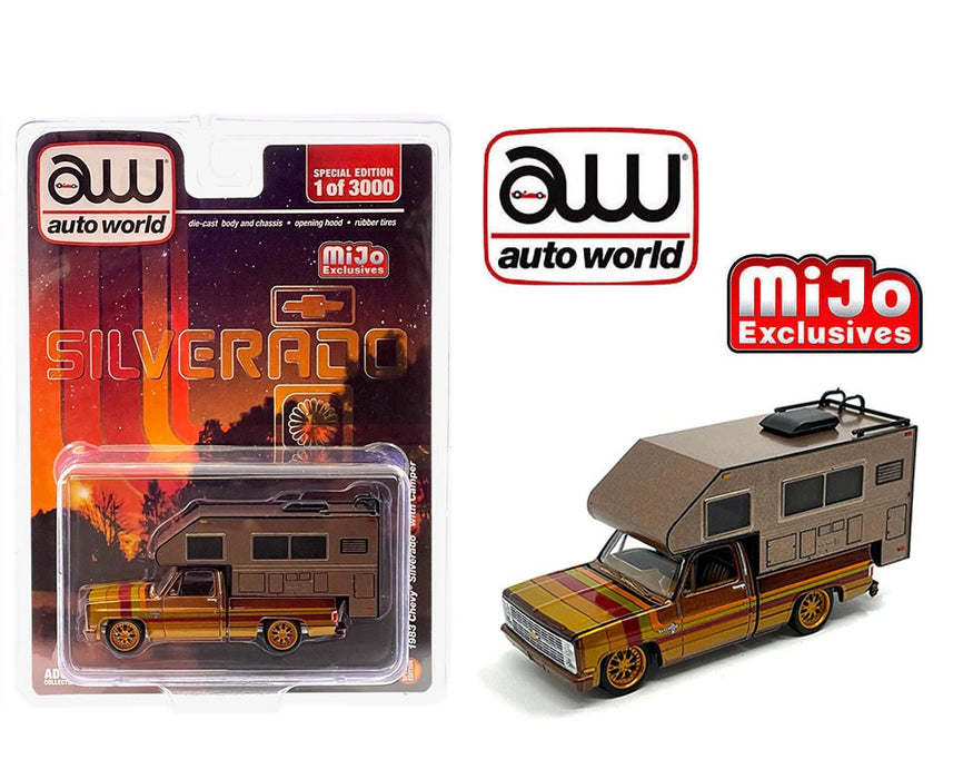 1983 Chevrolet Silverado with Camper Limited 3,000 Pieces - Mijo Exclusives - Auto World - 1/64 - CP8072