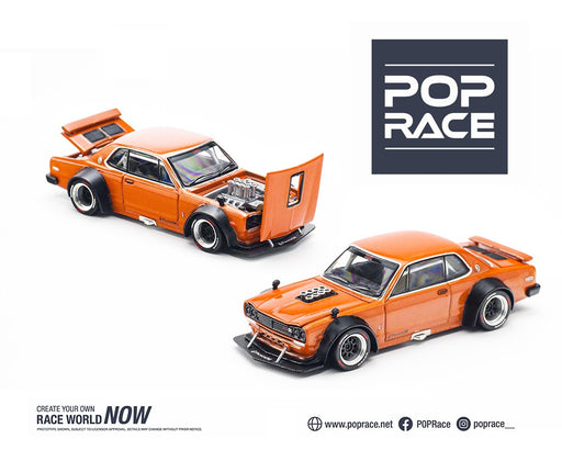SKYLINE GT-R V8 DRIFT (HAKOSUKA) PANDEM - ORANGE - Pop Race 1:64 - PR640032 -  Passion Diecast 
