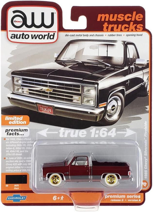 CHASE CAR 1985 Chevy Silverado Pickup Tk in Gloss Black - Auto World - 1/64 - AWSP131 AGR