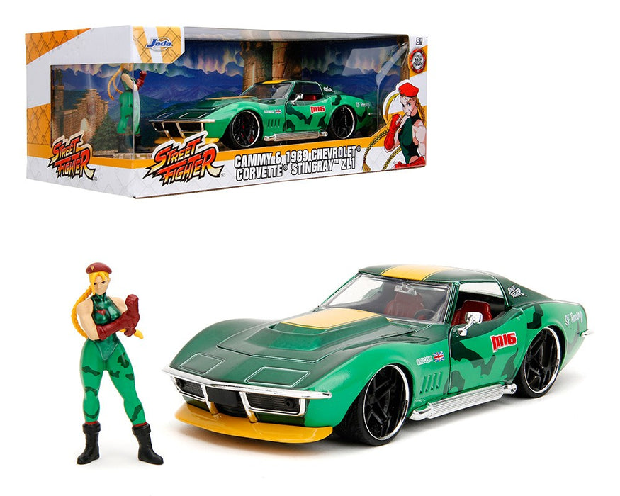 Street Fighter Cammy & 1969 Chevrolet Corvette Stingray ZL1 Green - Hollywood Rides - Jada 1/24 - 30837 -  Passion Diecast