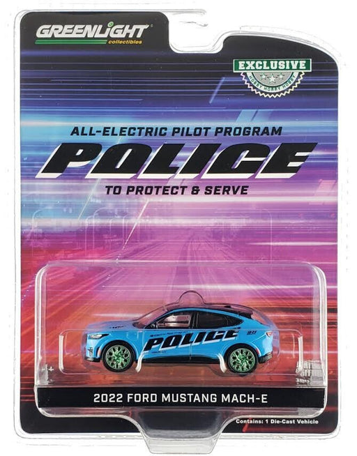 GreenMachine All-Electric Pilot Program Pilot Vehicle - 2022 Ford Mustang Mach-E - Hobby Exclusive - 1/64 Greenlight - 30429GR