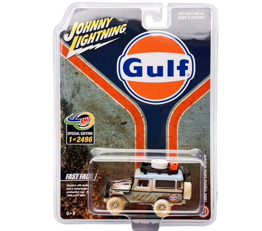 CHASE CAR 1980 Toyota Land Cruiser Gulf Muddy - EMS Exclusive Special Edition - Johnny Lightning 1/64 - JLCP7444GR