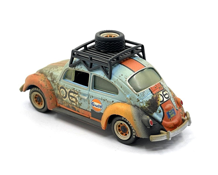 1970 Volkswagen Beetle Gulf Weathered w/ Rack Blue - Limited 3,600 - Johnny Lightning 1/64 - JLCP7453