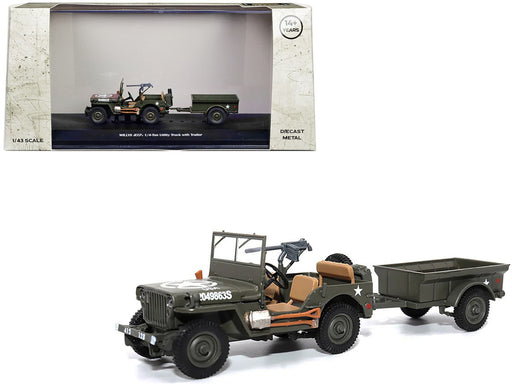 Jeep Willys  1/4-Ton Utility Truck Olive Drab with Trailer "US Army" AFVs of WWII  1:43  23200-44