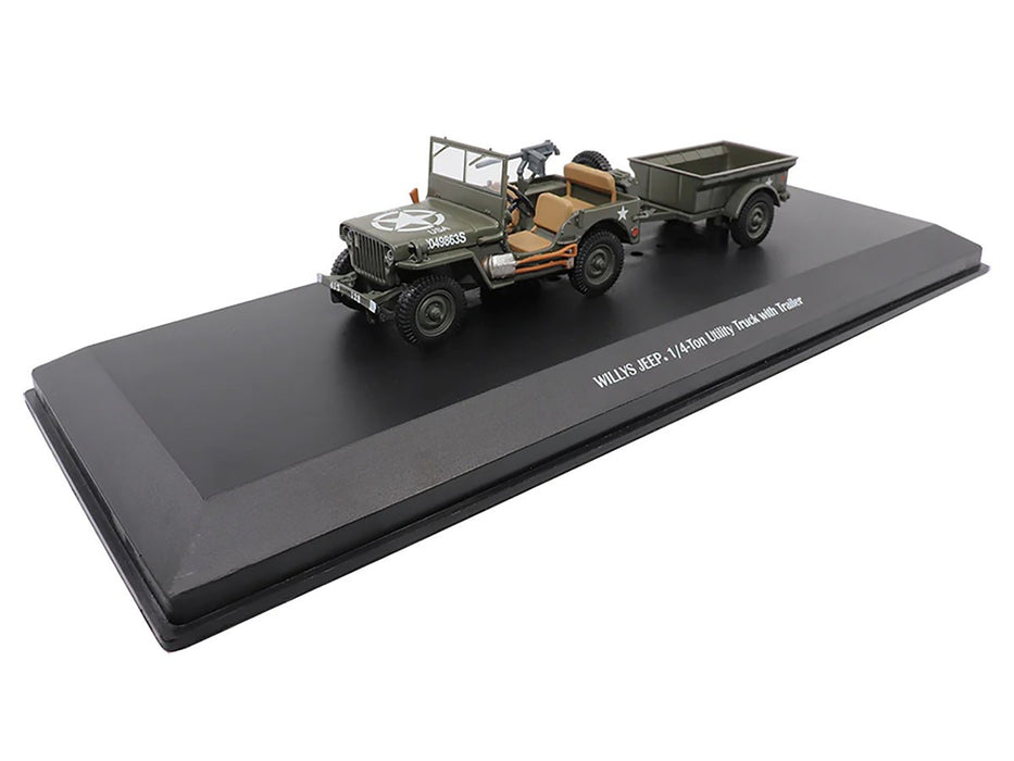 Jeep Willys  1/4-Ton Utility Truck Olive Drab with Trailer "US Army" AFVs of WWII  1:43  23200-44