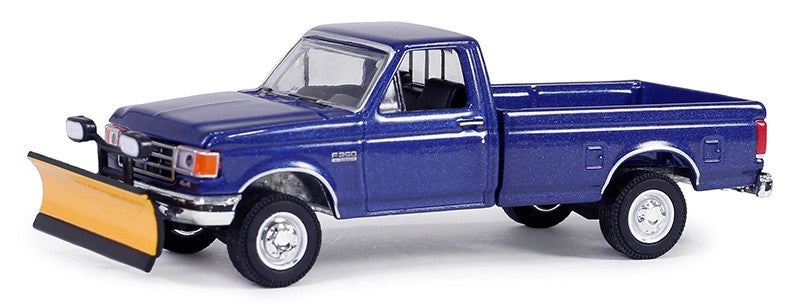 1991 Ford F-250 XL 4X4 Pickup Snow Plow - Blue Collar Collection Series 13 - 1/64 Greenlight - 35280 E