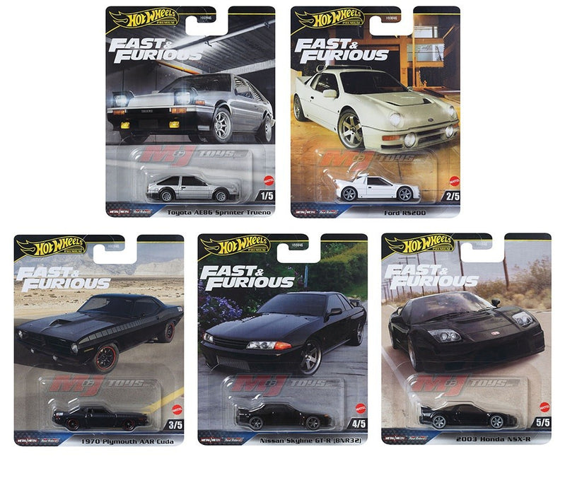 Hot Wheels - Car Culture - 1:64 - Fast & Furious Premium 2024 E - Assortment - Set Of 5 Cars - HNW46-956E