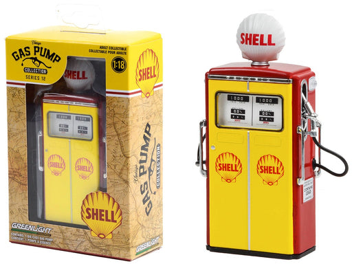 1954 Tokheim 350 Twin Gas Pump "Shell Oil" Yellow and Red " - Vintage Gas Pump Collection Series 12 - Greenlight 1/18 - 14120 C