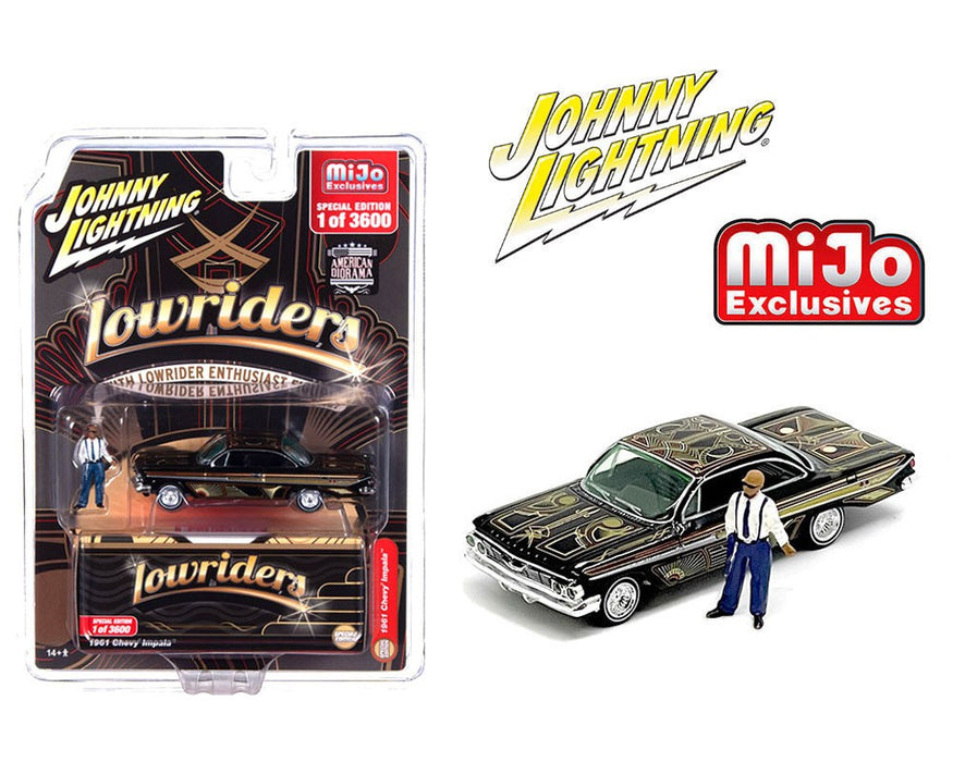 Lowriders 1961 Chevrolet Impala with American Diorama Figure Limited 3,600 - Johnny Lightning 1/64 - JLCP7456