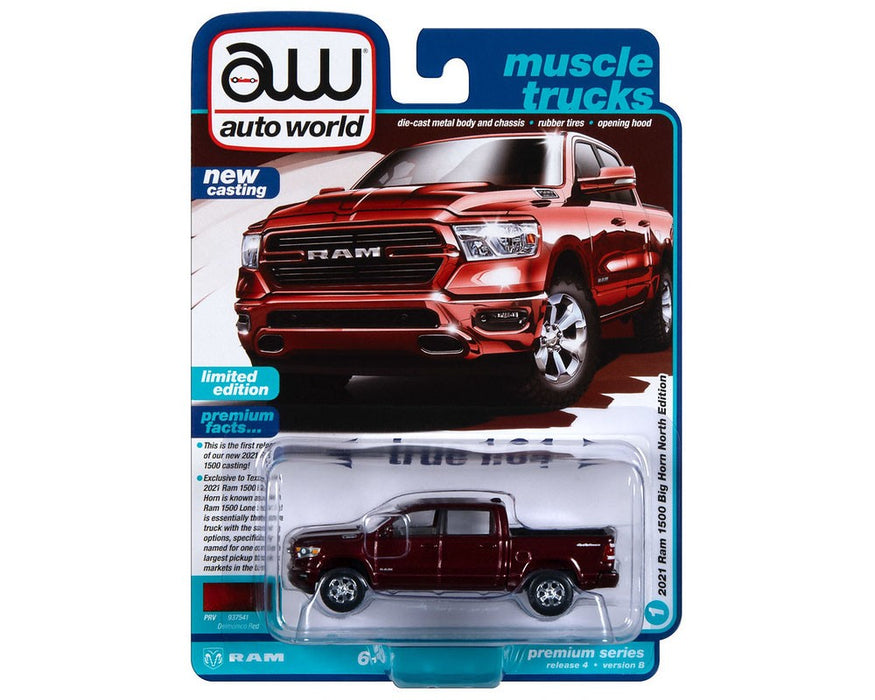 2021 Ram 1500 Big Horn North Edition - Delmonico Red Pearl  - Auto World - 1/64 - AWSP141 B Passion Diecast