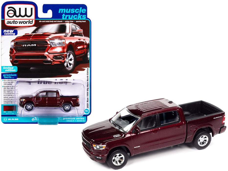 2021 Ram 1500 Big Horn North Edition - Delmonico Red Pearl  - Auto World - 1/64 - AWSP141 B Passion Diecast