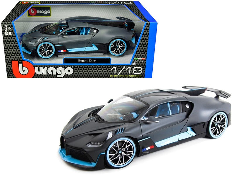 Bugatti DIVO in Charcoal Grey and Blue - 1:18 Bburago 18-11045 DG  -  Passion Diecast 
