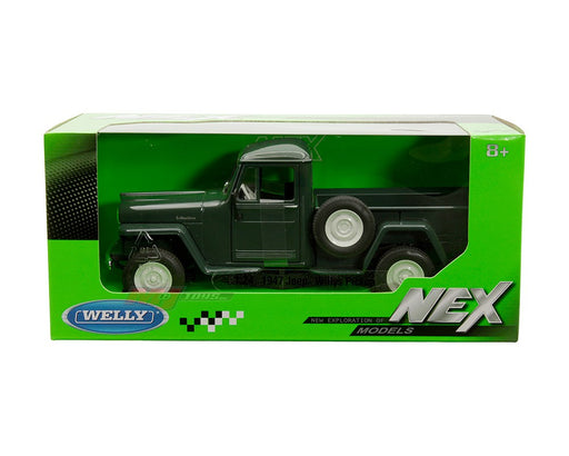 1947 Jeep Willys Pickup - Green - Welly 1/24 - 24116W GRN - Passion Diecast