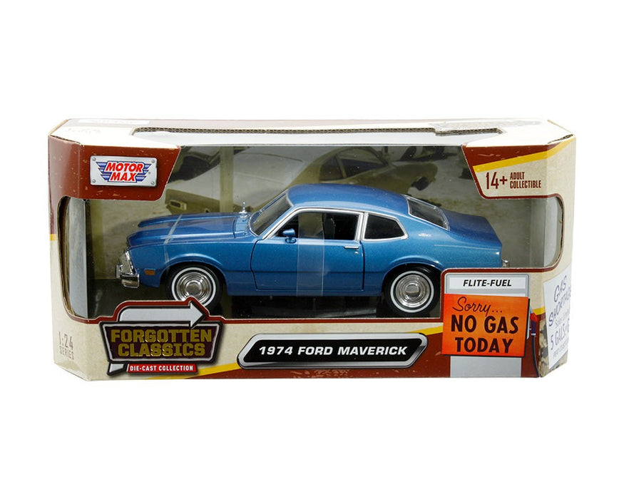 1974 Ford Maverick - Blue - Forgotten Classics - Motormax 1-24 - 79042 BL - Passion Diecast 