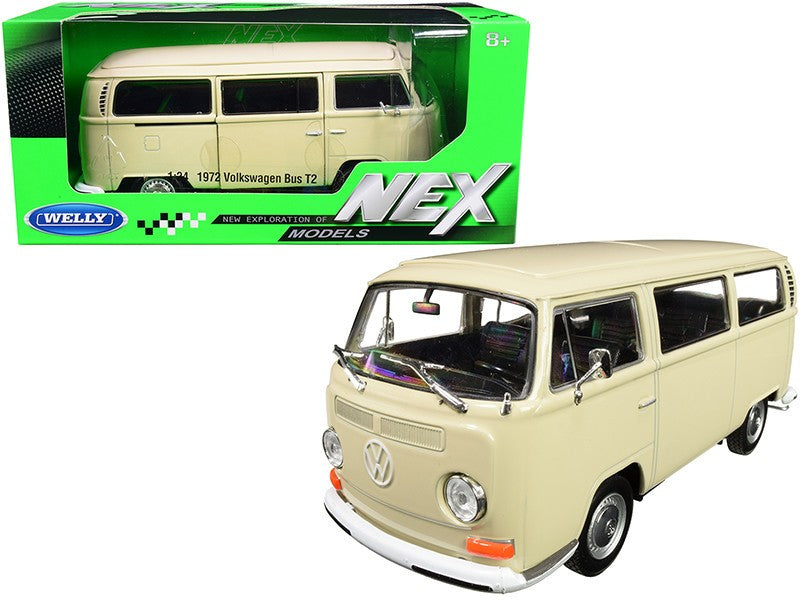 1972 Volkswagen Bus T2 - welly 1/24 - 22472 Beige  - Passion Diecast 