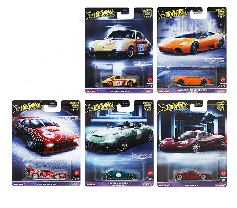 Hot Wheels - Car Culture - 1:64 - HW Exotic Envy - Release G - Set Of 5 Cars - FPY86-959G -  Passion Diecast