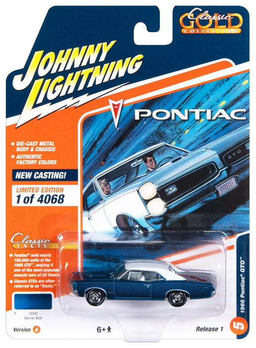 1966 Pontiac GTO in Barrier Blue - Johnny Lightning 1/64 - JLSP325 A Passion Diecast