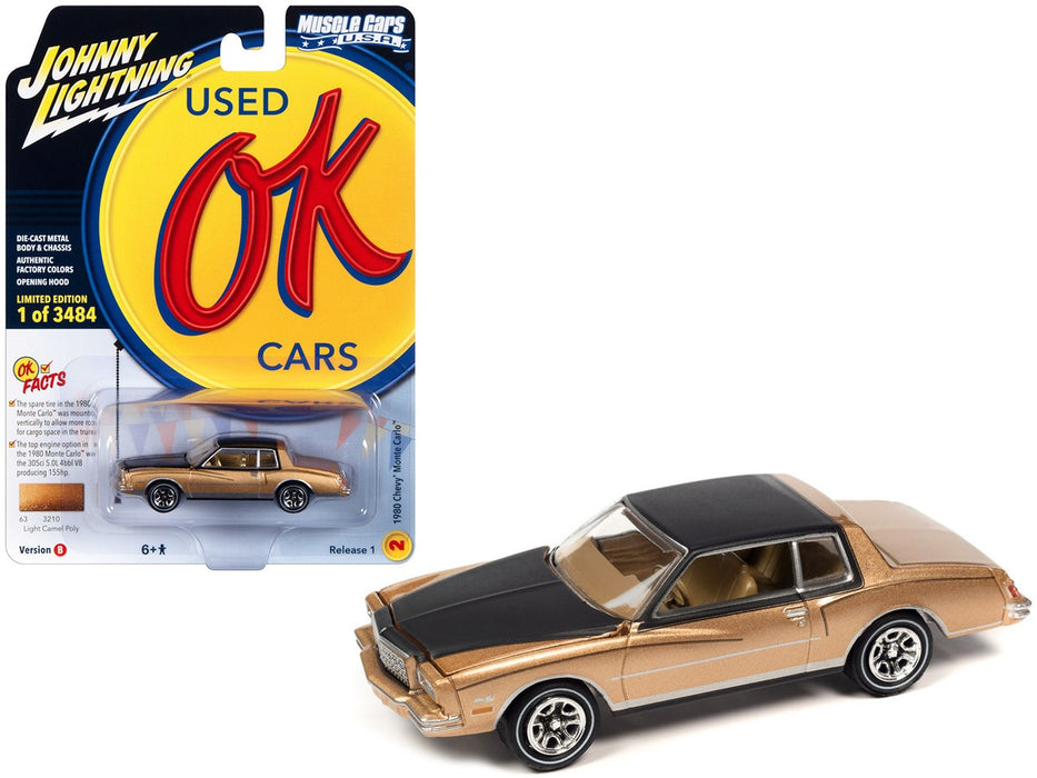 1980 Chevrolet Monte Carlo in Light Camel Poly with Gloss Black Roof and Hood - Johnny Lightning - 1/64 - JLSP336 B