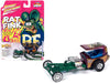 RAT FINK - Dragster in Green and Fuscia Metal Flake - Johnny Lightning - 1/64 - JLSP345 Passion Diecast
