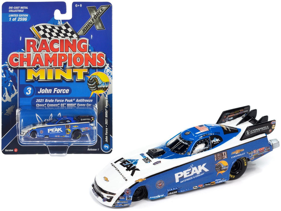 2021 John "Brute" Force Peak Antifreeze Chevrolet Funny Car in Blue and White - Racing Champions - 1/64 - RC016 C